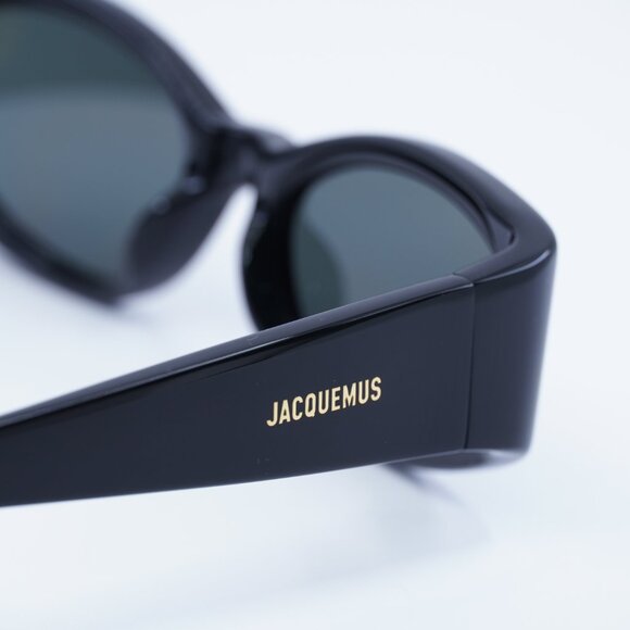Jacquemus OVALO JAC/4 C1 Sunglasses Shiny Black Cat Eye Frame, Grey Lenses - Picture 4 of 10